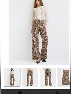 Loft High Rise Wide Leg Jeans in Leopard Print